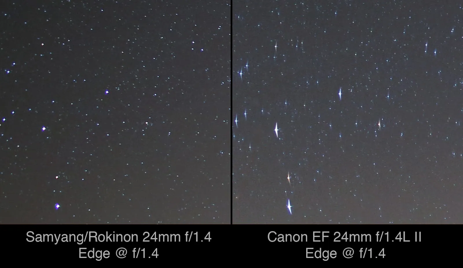 Nattehimlen og astrofoto vejledning - Check udstyret før du køber. ikke alle objektiver er egnet til natfotografering og specielt stjerner. Her er en test så du kan se forskellen
