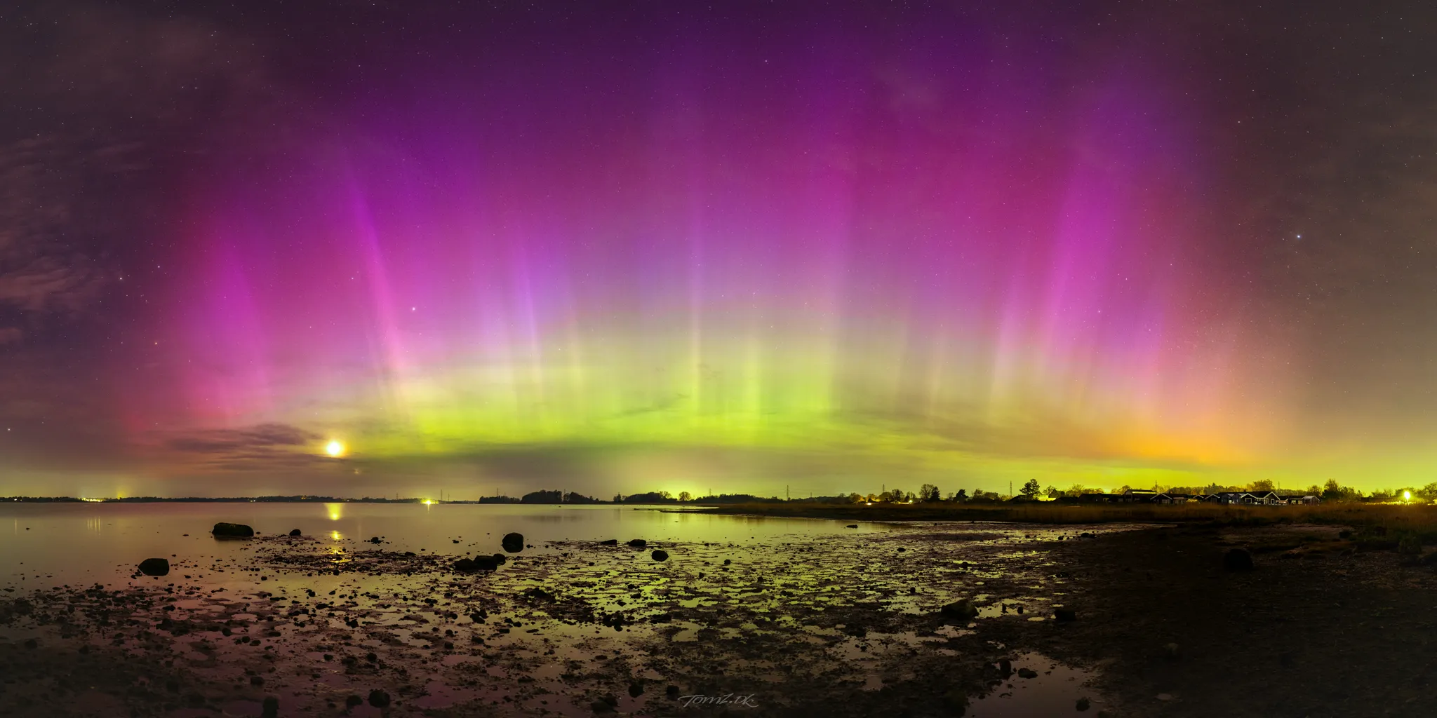 Nordlys en diset nat ved Jyllinge Nordmark