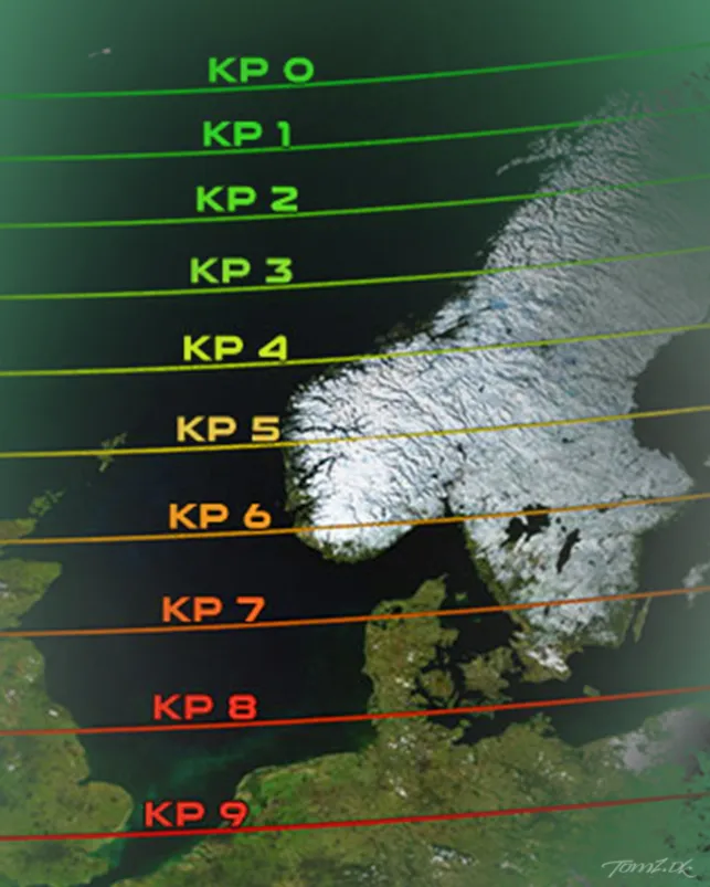 nyheder og opdateringer på tomzdk - kort med KP indekset med værdier for Danmark og Skandinavien