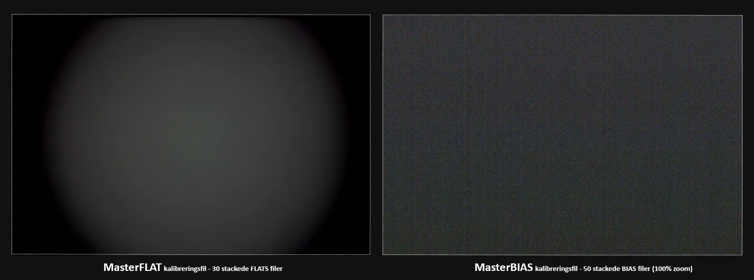 Eksempel på Flats og Bias kalibreringsfiler til astrofotografi