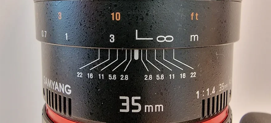 Billede af fokus ring på objektiv til foto